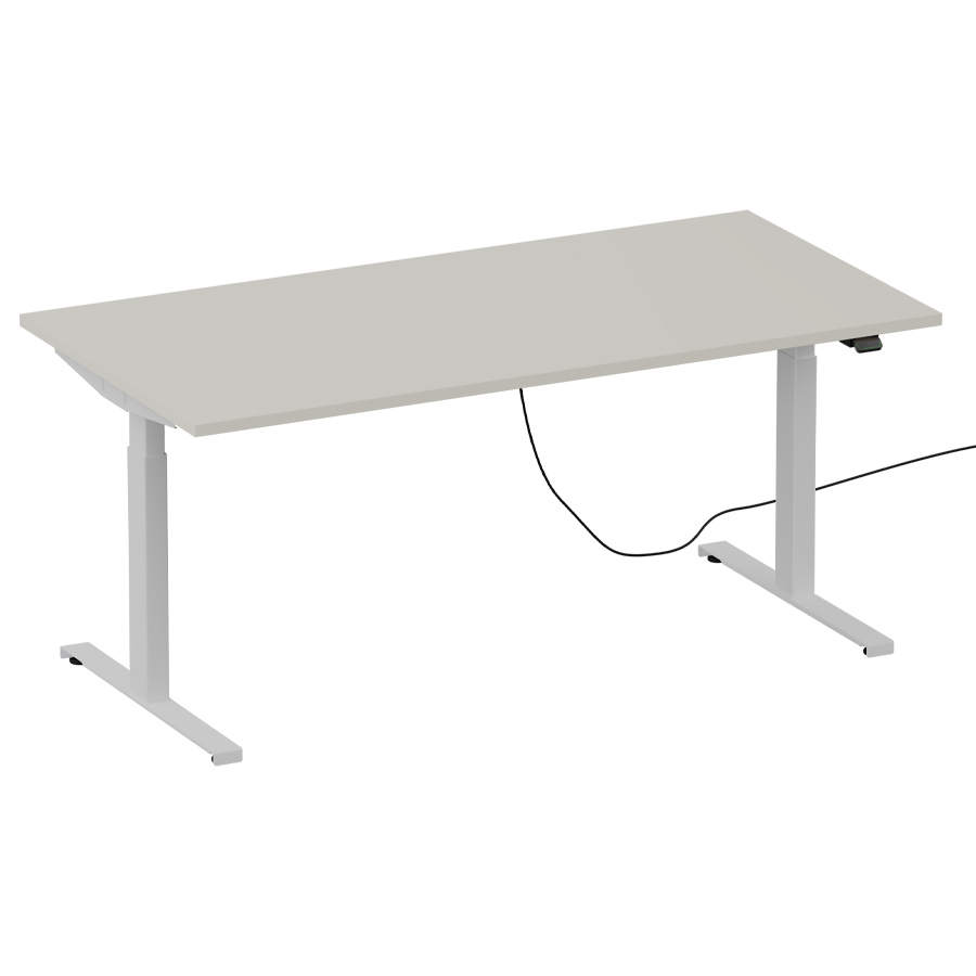 Schreibtisch NewWORK elektrisch höhenverstellbar  - Gestell weiß - Platte Titanweiß