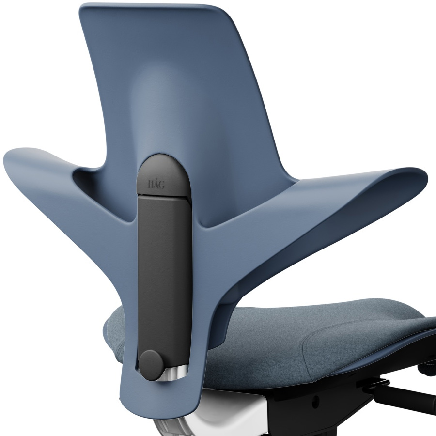 HAG Capisco Puls 8020 Blueberry mit Bezug Focus Melange Filzstoff blau Gestell weiß