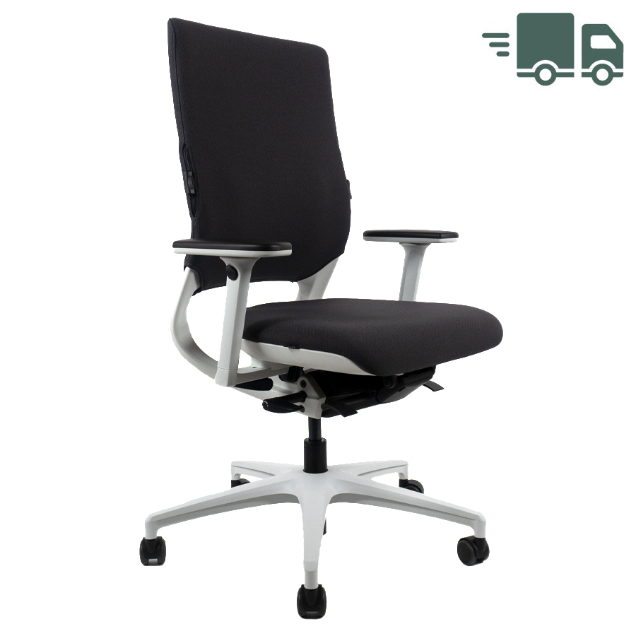 Klöber Mera98 Bürostuhl | Bezug Cura anthrazit | Gestell weiß-grau