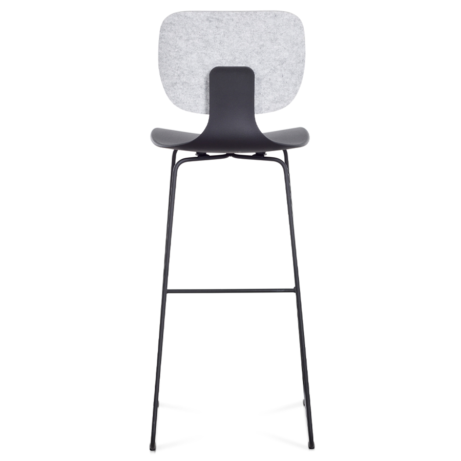 Klöber CoMeet steel (com55h) - Sitzhöhe 76 cm - Kunststoffschale schwarz - Rücken Filz hellgrau - Kufengestell schwarz