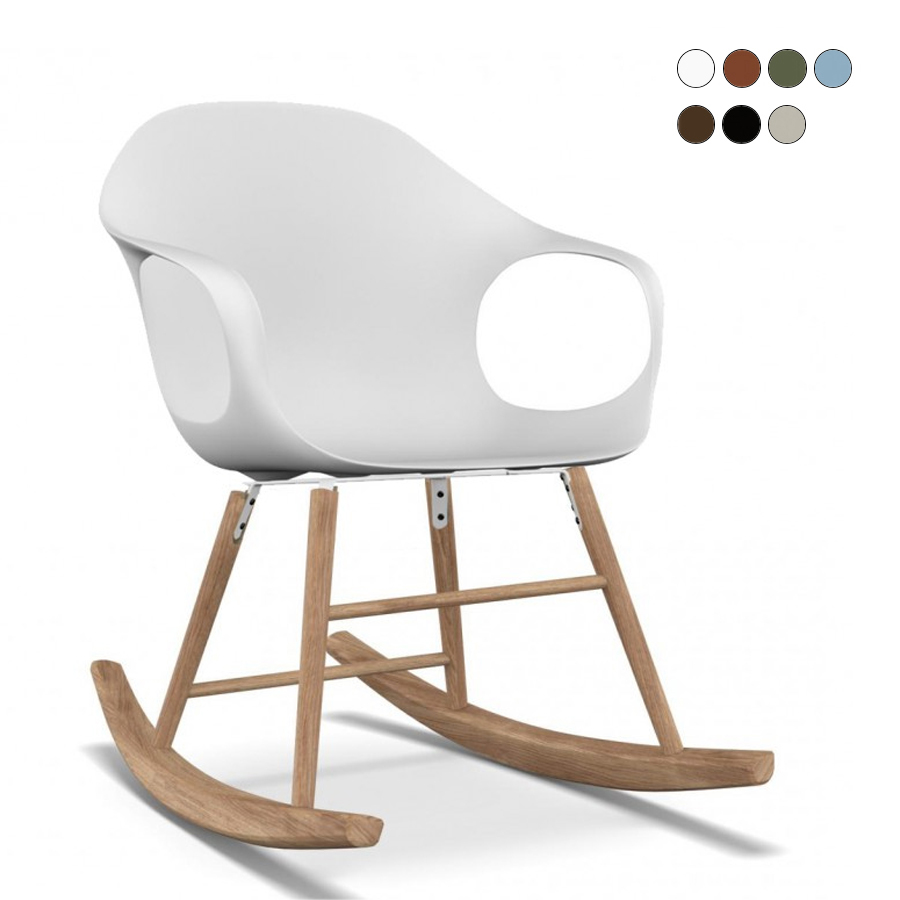 Kirstalia Elephant Schaukelstuhl weiß mit Eichenholz