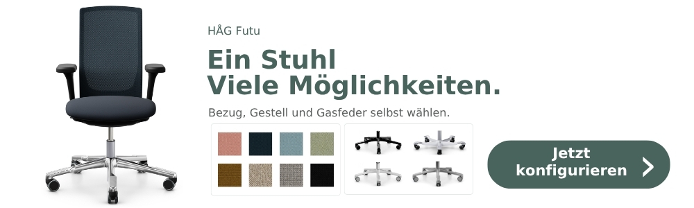 HÅG Futu konfigurieren – Bezug, Gestell und Gasfeder selbst wählen