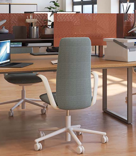 HAWORTH Nia Bürostuhl - Stoff Diagonale chevron blau - hohe Rückenlehne