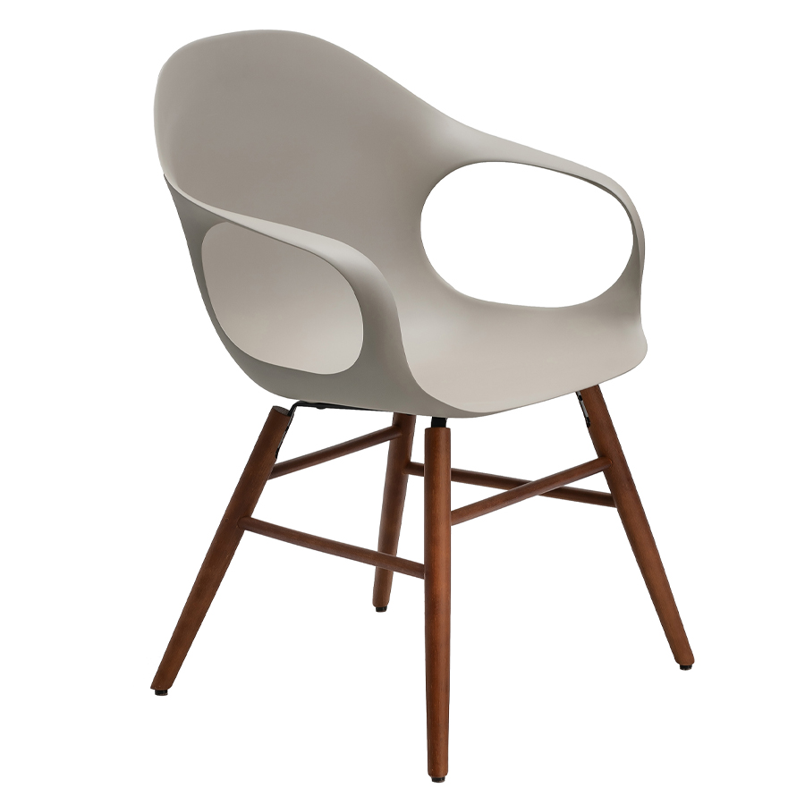 Kristalia Elephant: Schale beige | Holzfüße Walnuss