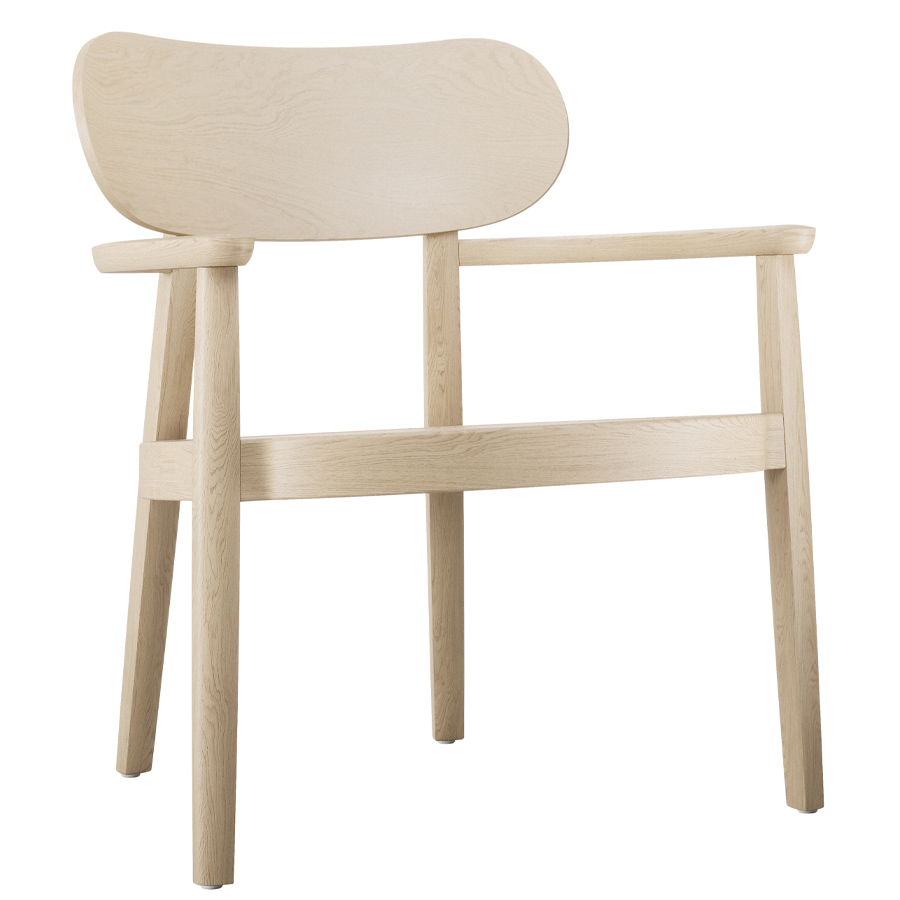 THONET 119 MF Holzstuhl mit Armlehnen und Muldensitz Buche gebeizt aufgehellt - seitliche Ansicht