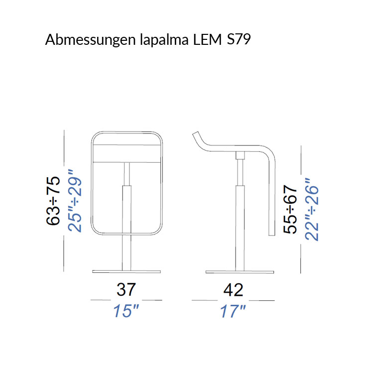 lapalma LEM S79 Barhocker 55-67 cm - Abmessungen