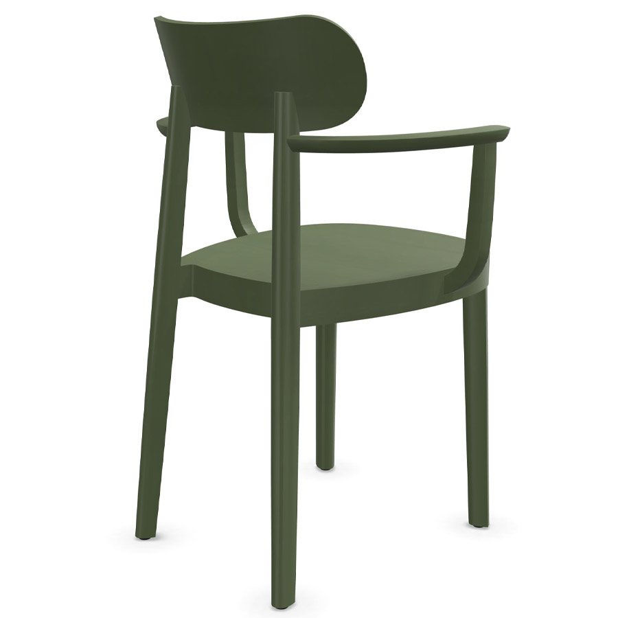 THONET 118 MF Holzstuhl mit Muldensitz u. Armlehnen Buche gebeizt olivgrün - Rückansicht