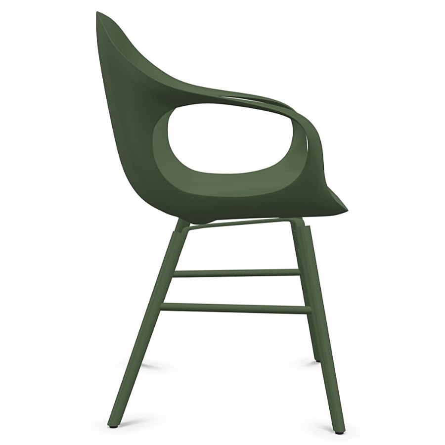 Kristalia ELEPHANT Stuhl mit Holzgestell olivgrün Sitzschale olivgrün - Seitenansicht