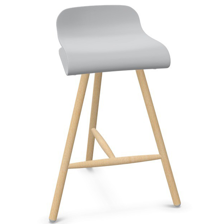 Kristalia BCN Barhocker mit Holzgestell lichtgrau