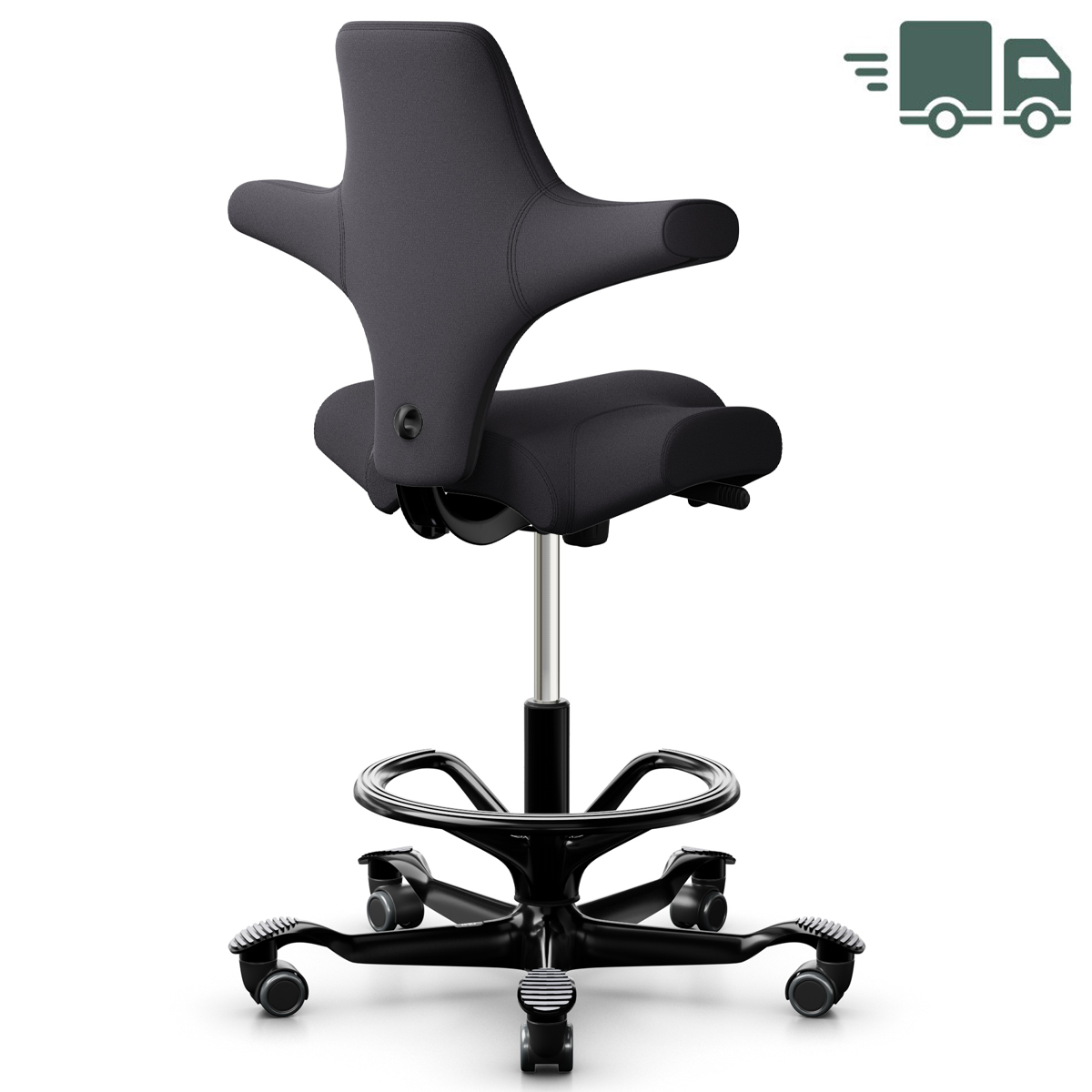 HAG CAPISCO 8106 | Stehhilfe mit Fußring | Stoff Xtreme Charcoal | Gestell schwarz