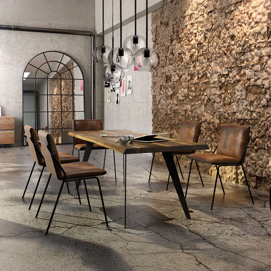 Trebord Tisch Avangard, P4 Gestell in RAL 9005 schwarz, Tischplatte Nuss