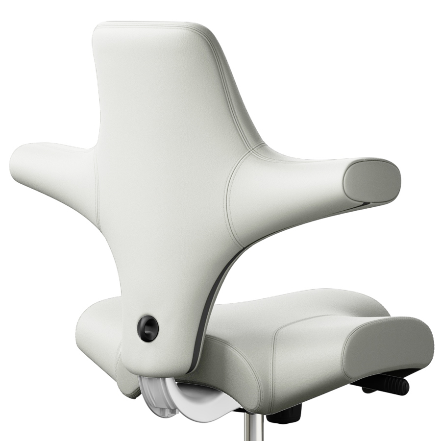 HAG Capisco  8106 Kunstleder weiß mit Gestell weiß - Nahaufnahme Rücken