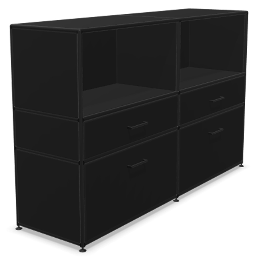 Bosse Modul Space Highboard - unten 4 Schubladen - oben 2 offene Regalfächer - schwarz