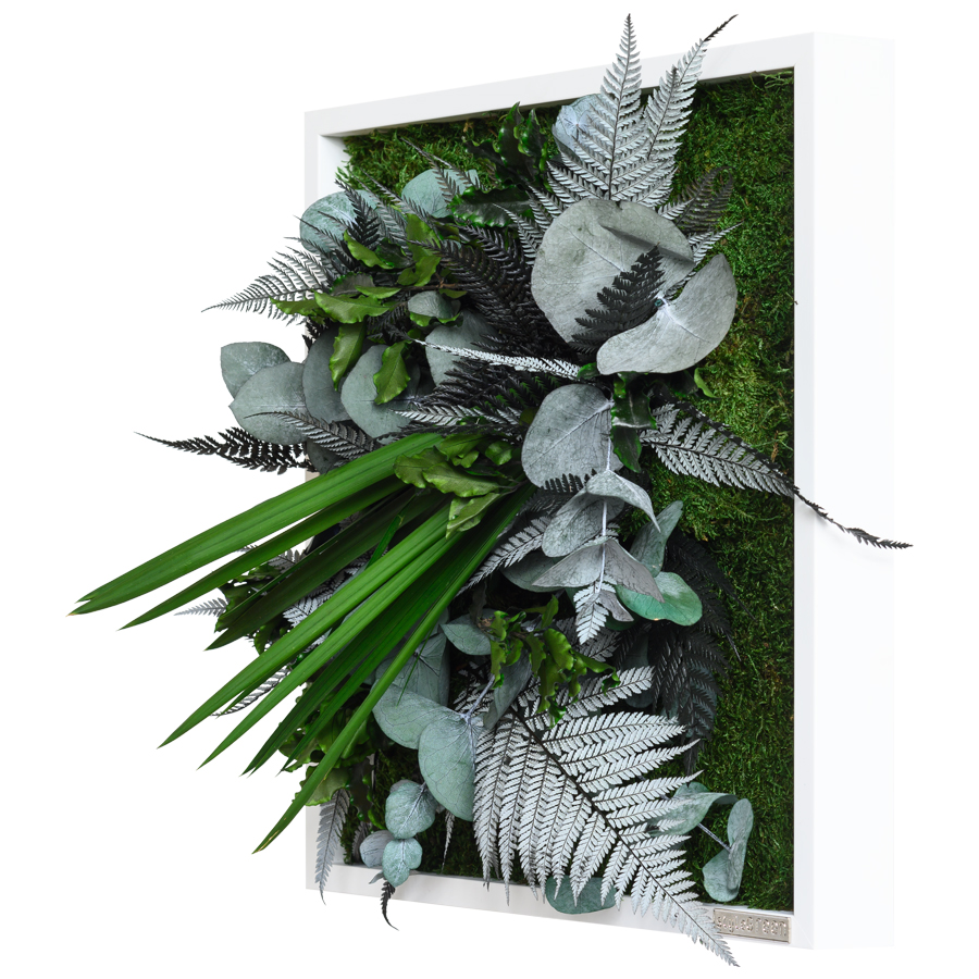Pflanzenbild im Dschungeldesign 35x35cm | Vollholz Rahmen weiß