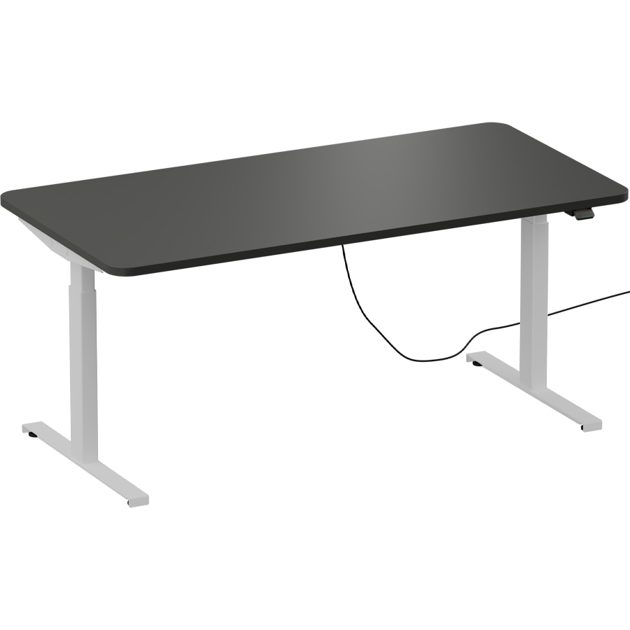 Schreibtisch NewWORK elektrisch höhenverstellbar - Gestell weiß - Platte Dunkelanthrazit