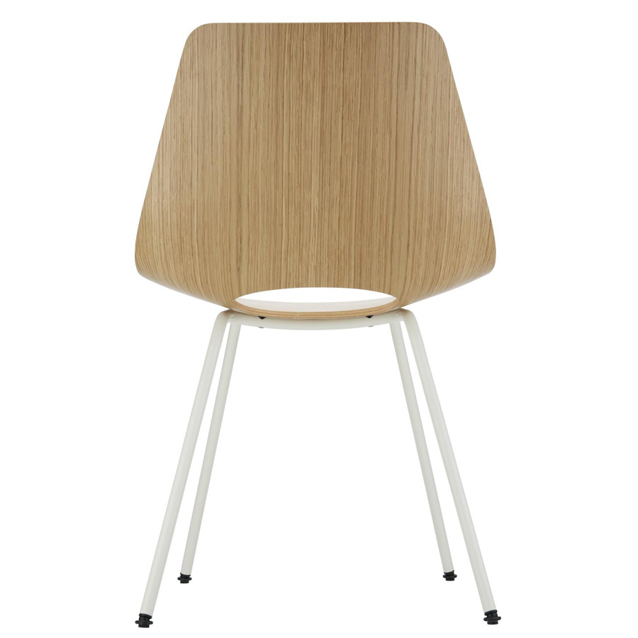 THONET S 661 Stahlrohrstuhl Edelholz Eiche - Gestell weiß - Rückansicht