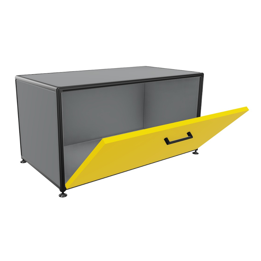 Bosse Lowboard 1 OH Black Edition Breite 80 cm in Le Corbusier mit Klappe offen