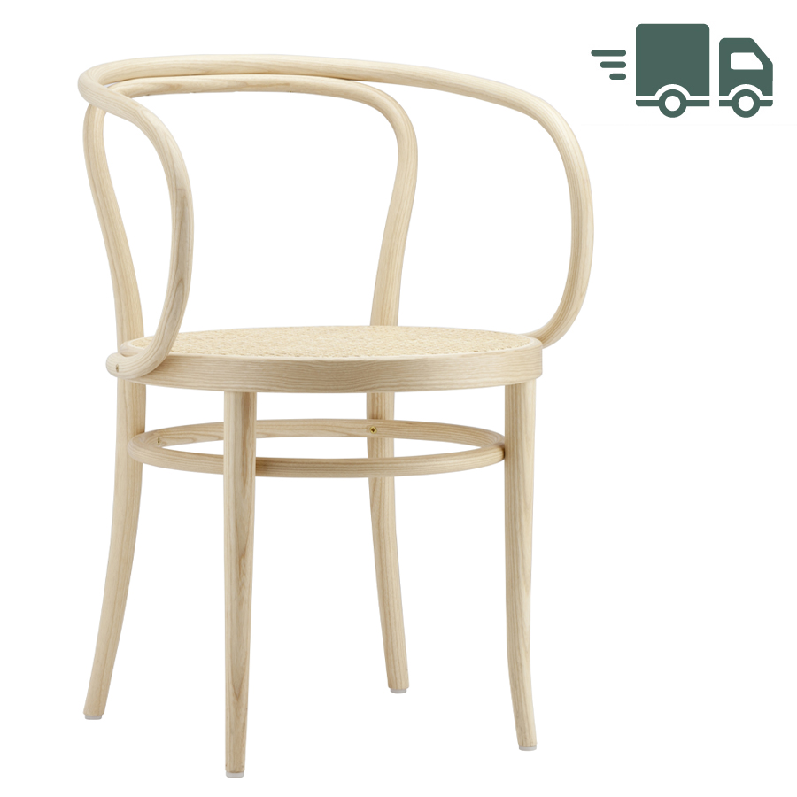THONET 209 Bugholzarmlehnenstuhl Esche Pure Materials mit Rohrgeflecht-Sitz