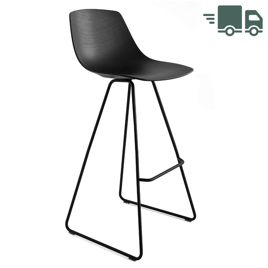 lapalma MIUNN Barhocker Kufengestell schwarz mit Sitzschale schwarz gebeizt