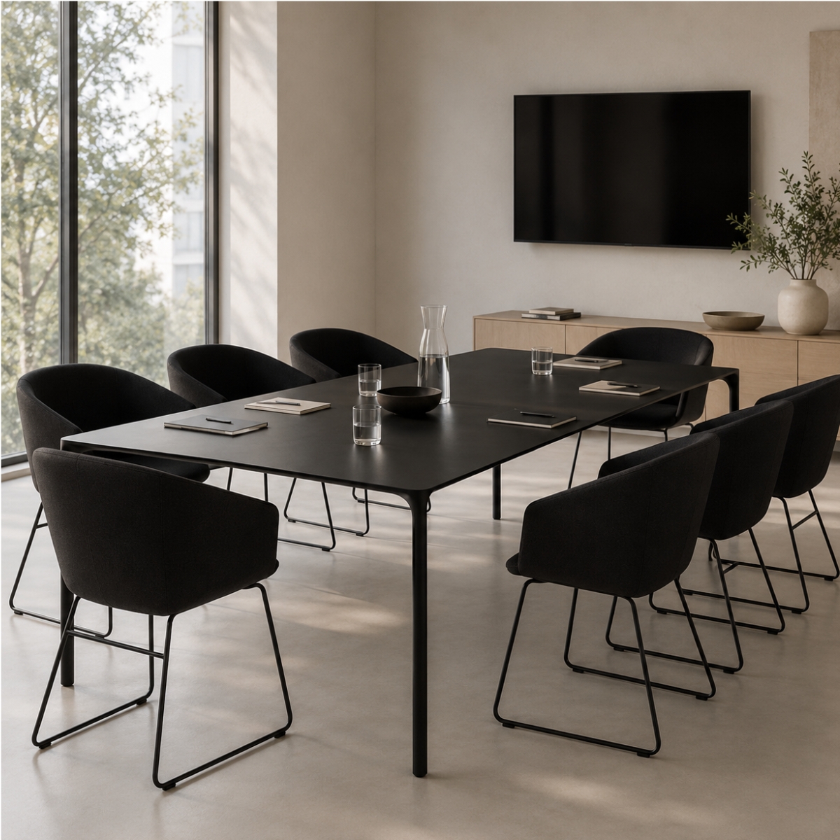 Bejot Oxco Small Milieu Konferenz mit Arper Nuur Tisch