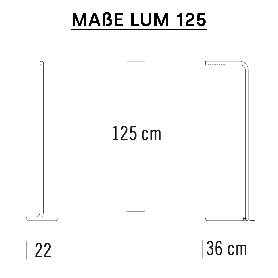 THONET LED Stehleuchte LUM 125 - Maße