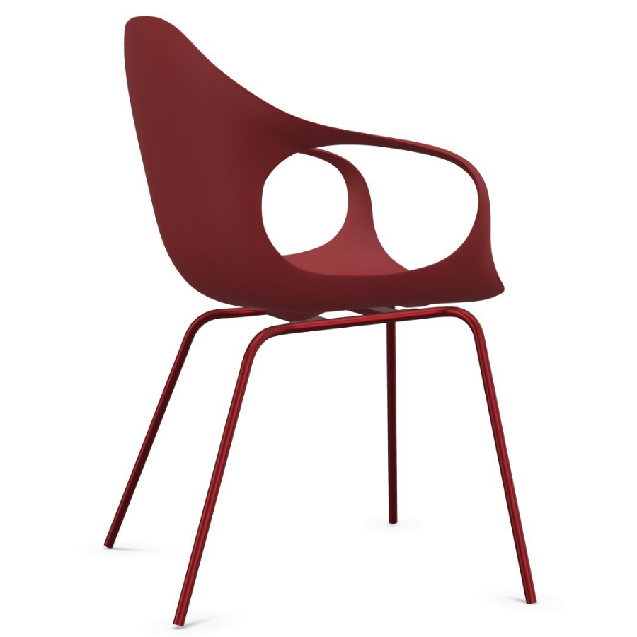Kristalia ELEPHANT Stuhl mit Vierfußgestell Farbe rot - Seitenansicht