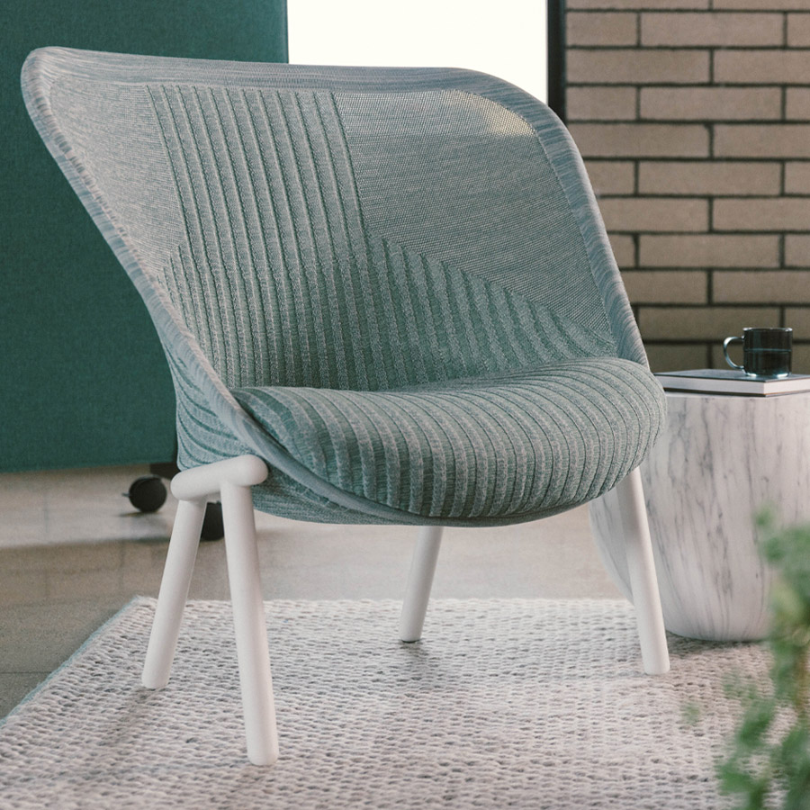 Haworth Cardigan Lounge | Strick hellgrün | Gestell weiß