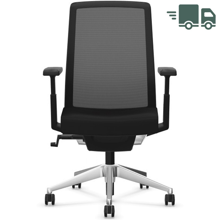 HAWORTH Very (Comfort 62) schwarz mit Netzrücken mit Gestell Alu glanz poliert - schnell geliefert