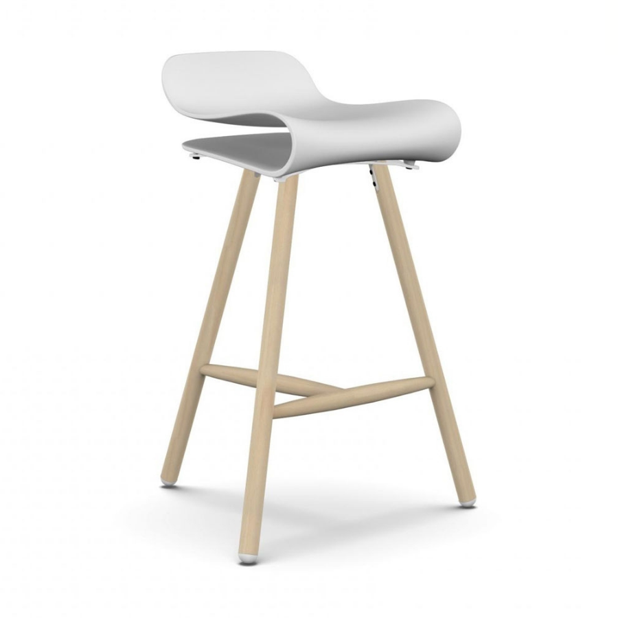 Kristalia BCN Barhocker mit Holzgestell weiß