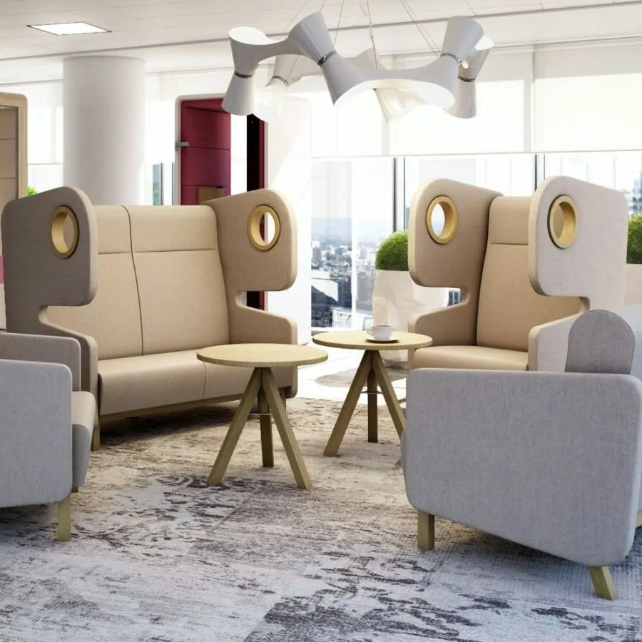 Mikomax Packman Sofa und Sessel mit Trennwänden Stoff Wool Pelican