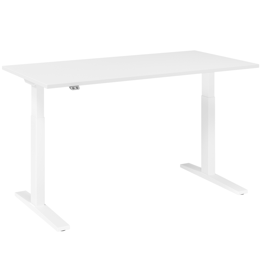RWH ACTION elektrisch verstellbarer Schreibtisch - Tischplatte und Gestell weiß - 160x80 cm