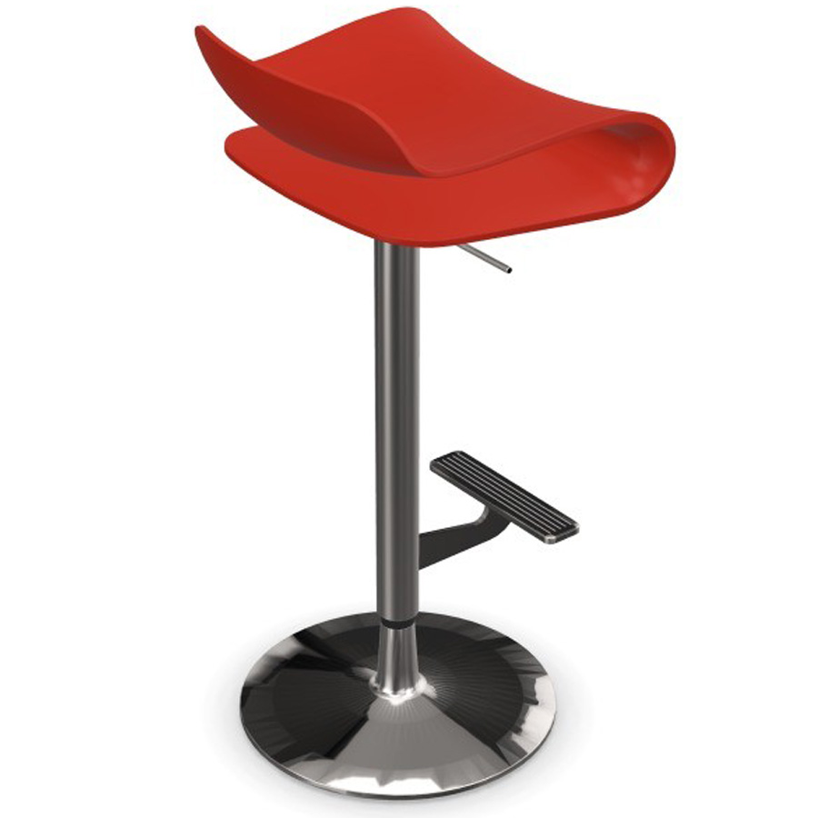 Kristalia BCN Barhocker korallenrot höhenverstellbar Gestell verchromt