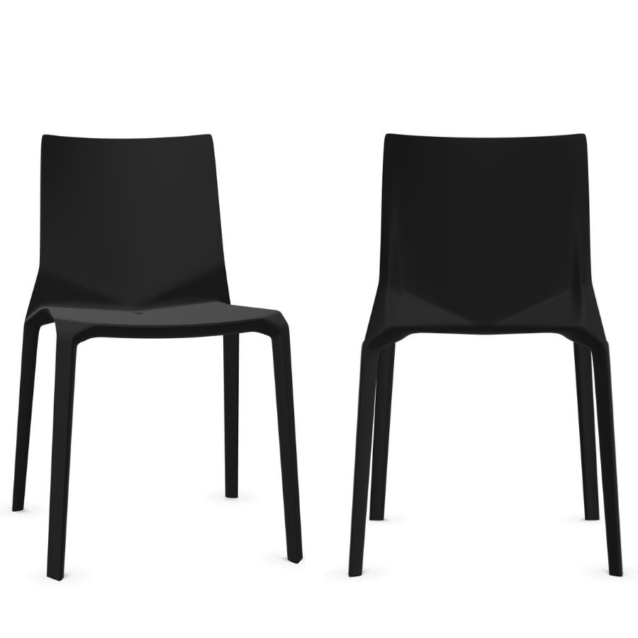 Kristalia PLANA Stuhl mit Vierfußgestell - schwarz
