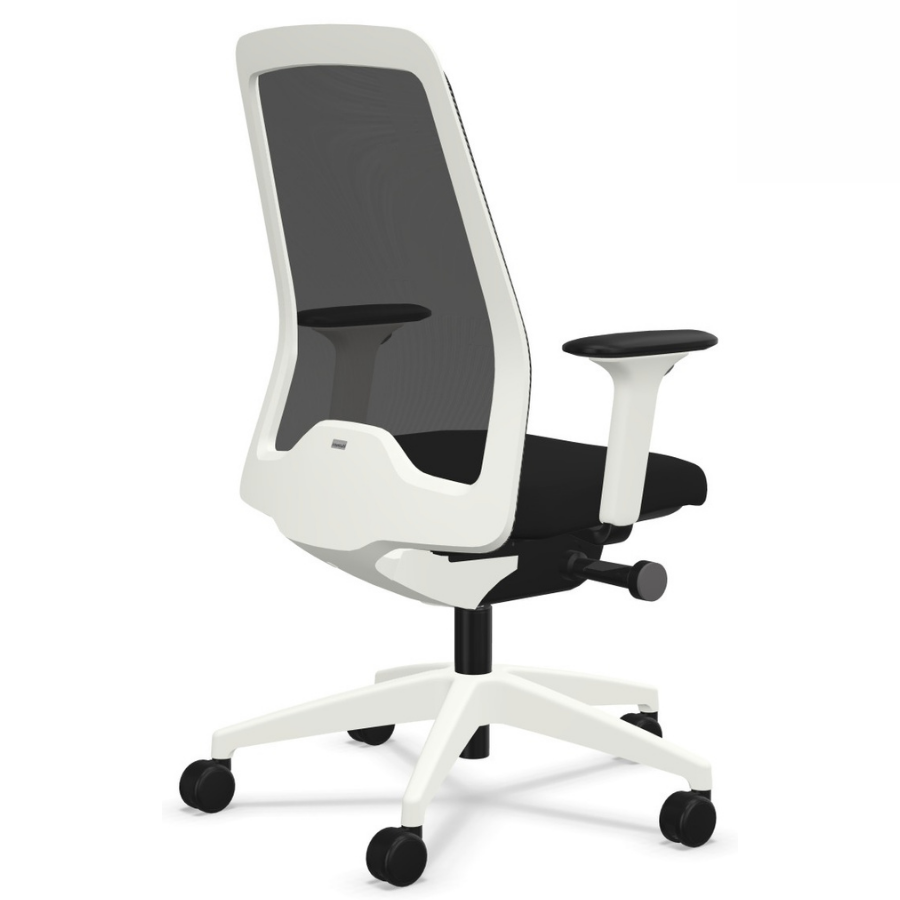 Interstuhl EVERYis1 (EV211) Bürostuhl weiß mit Netzrücken - seitliche Ansicht