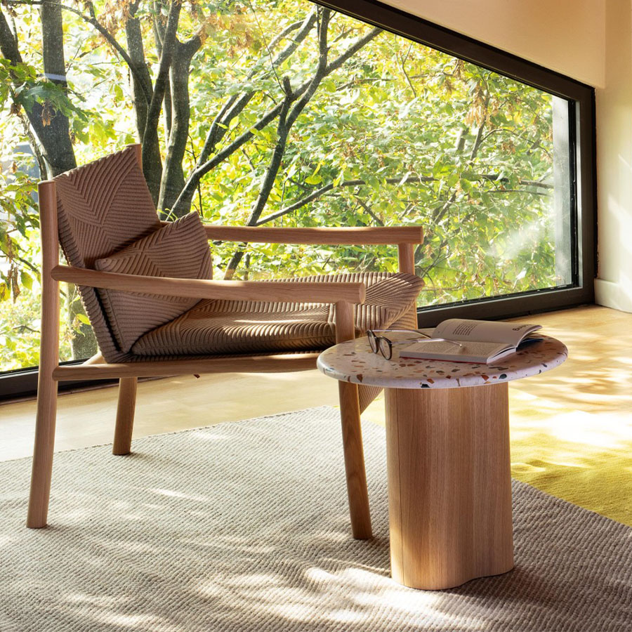 Arper Kata Lounge Sessel gemustert Sitzfläche Wheat