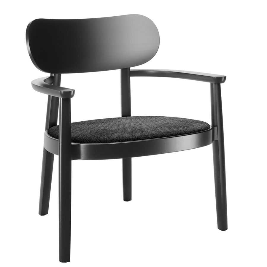 THONET 119 SPF Holzstuhl schwarz mit Armlehnen | Polstersitz