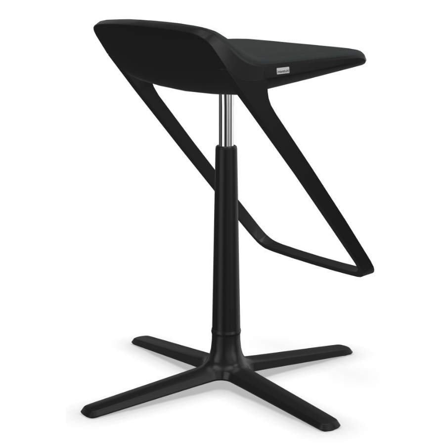 Interstuhl KINETICis5 710K Barhocker mit Fußraste Gestell silber Sitz schwarz - Rückansicht