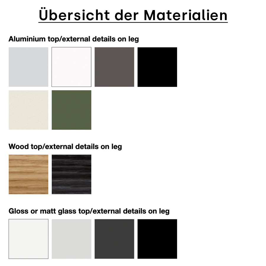 Kristalia Thin-K Esstisch - Übersicht Materialien