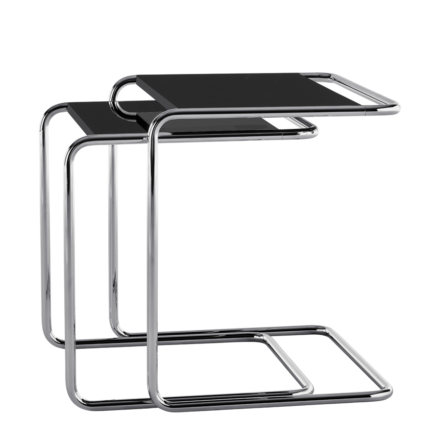 JS. THONET Beistell- und Satztisch SET B 97 Serious 01 | Tischplatte graphite black | Gestell Titan
