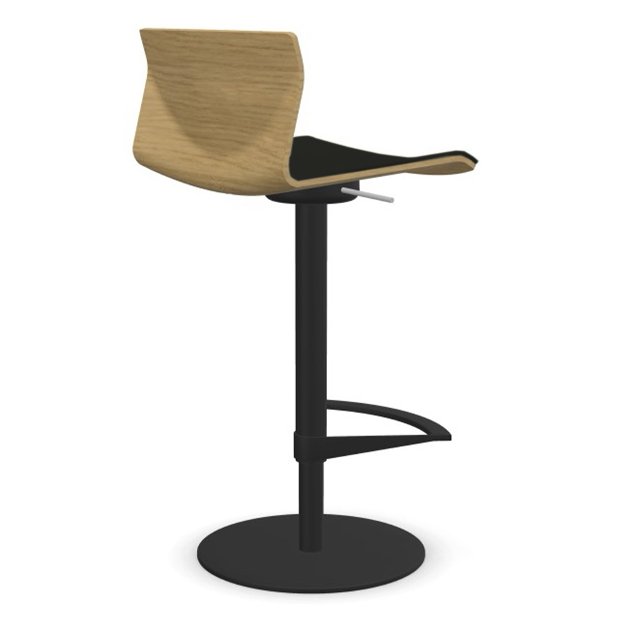 lapalma KAI Barhocker schwarz Sitzschale Eiche mit Lederkissen