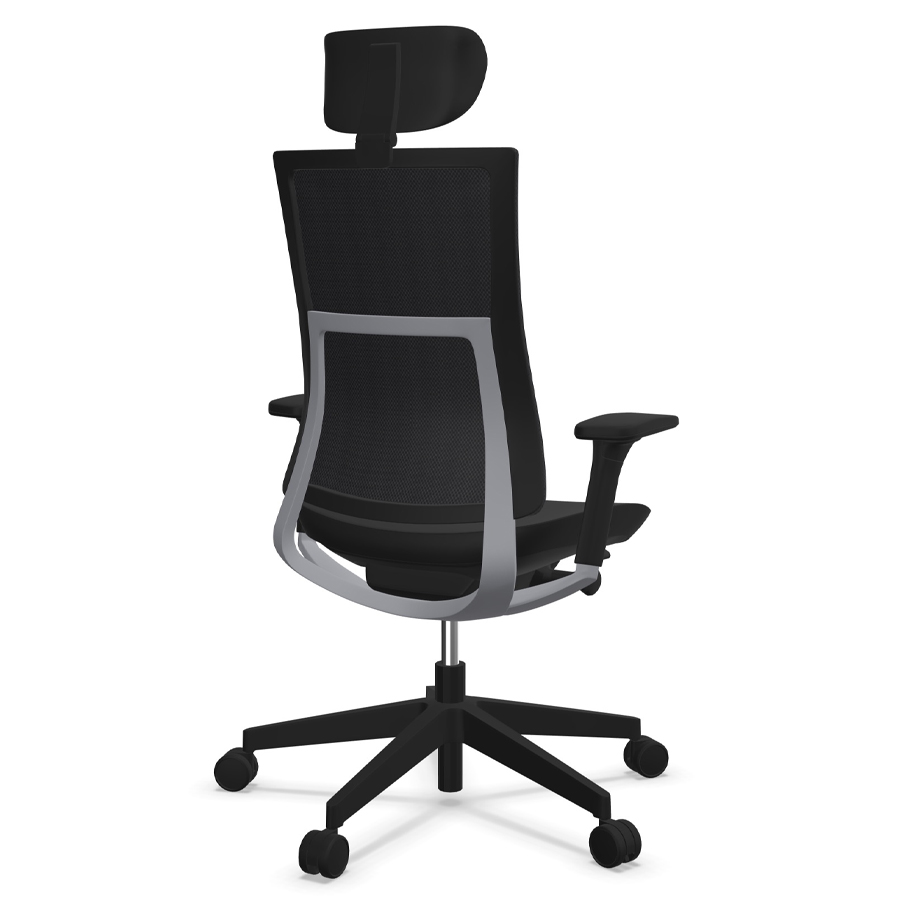 Profim Violle 151 SFL mit Netzrücken - Sitzpolster schwarz Stoff next + Fußkreuz/Gestell Alu anthrazit