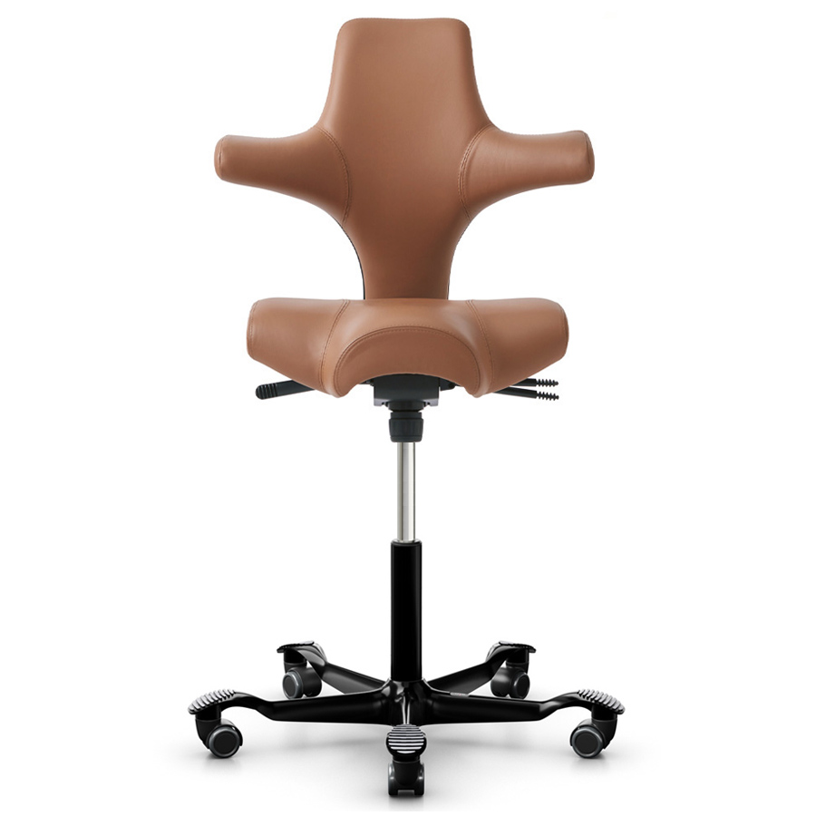 HAG Capisco 8106 - Leder Paloma Soft 5429 natur - Gestell schwarz - hohe Gasfeder