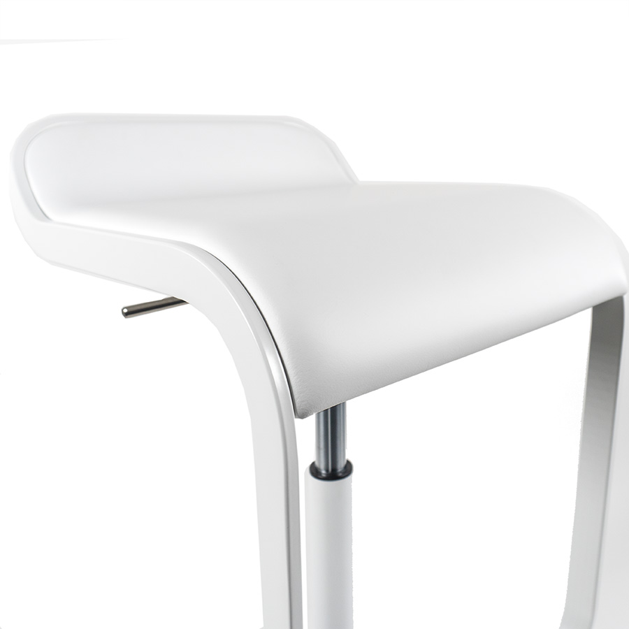 Sitzfläche Leder weiß | Gestell weiß | Gasfeder chrom