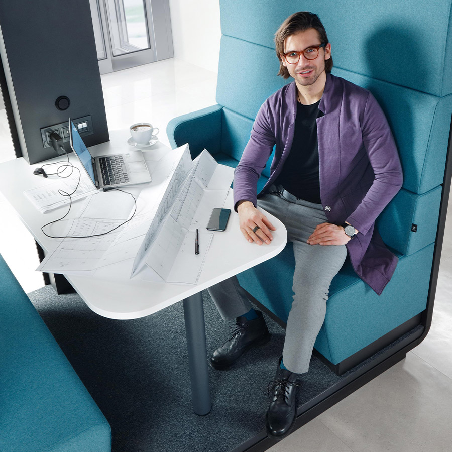 Hushoffice Hushmeet Open in Wool Emerald