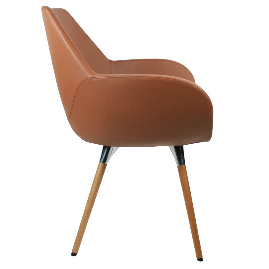 Profim FAN 10 HW mit Holzbeinen Eiche - Bezug Premiumleder cognacbraun - Seite