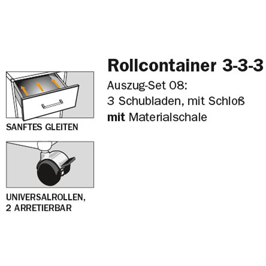 Bosse Rollcontainer 333 weiß Rahmen chrom - Detail - FAST&EASY