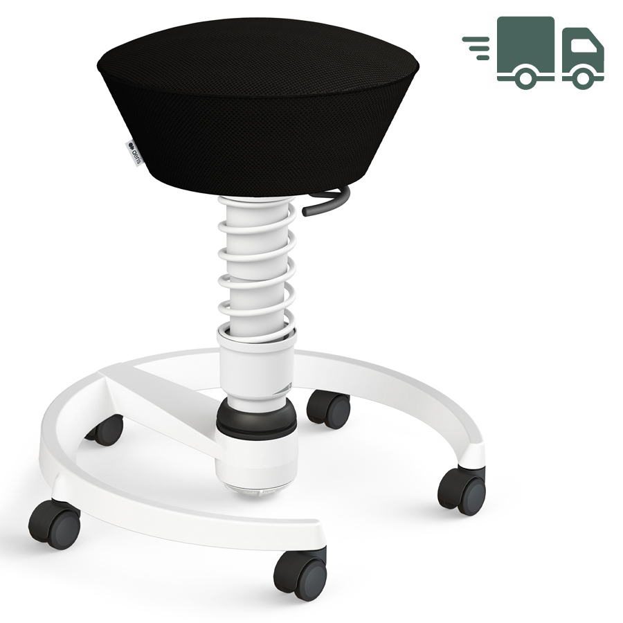 Aeris Swopper Air Mesh-Gewebe Runner schwarz mit Rollen - Gestell/Feder weiß