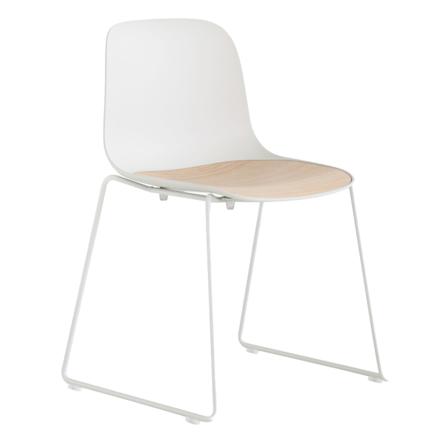 Lapalma SEELA Kufengestell weiß Sitzfläche Eiche gebleicht