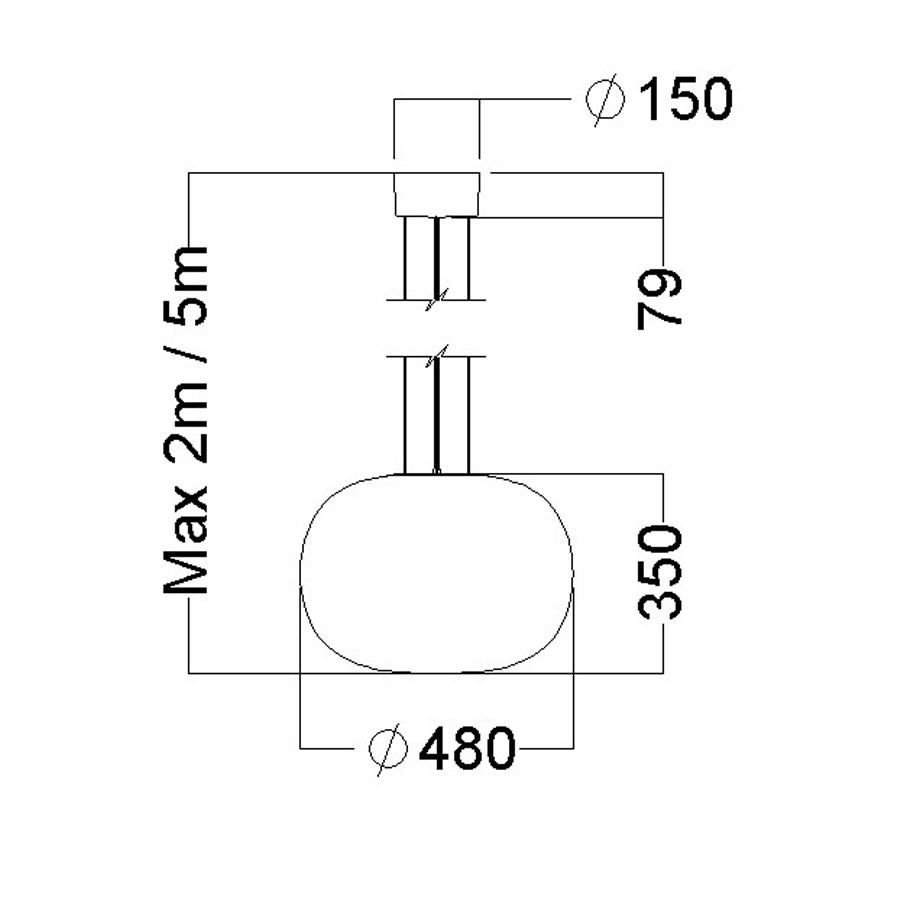 Glamox SNÖ-P480 Pendelleuchte groß - Maße