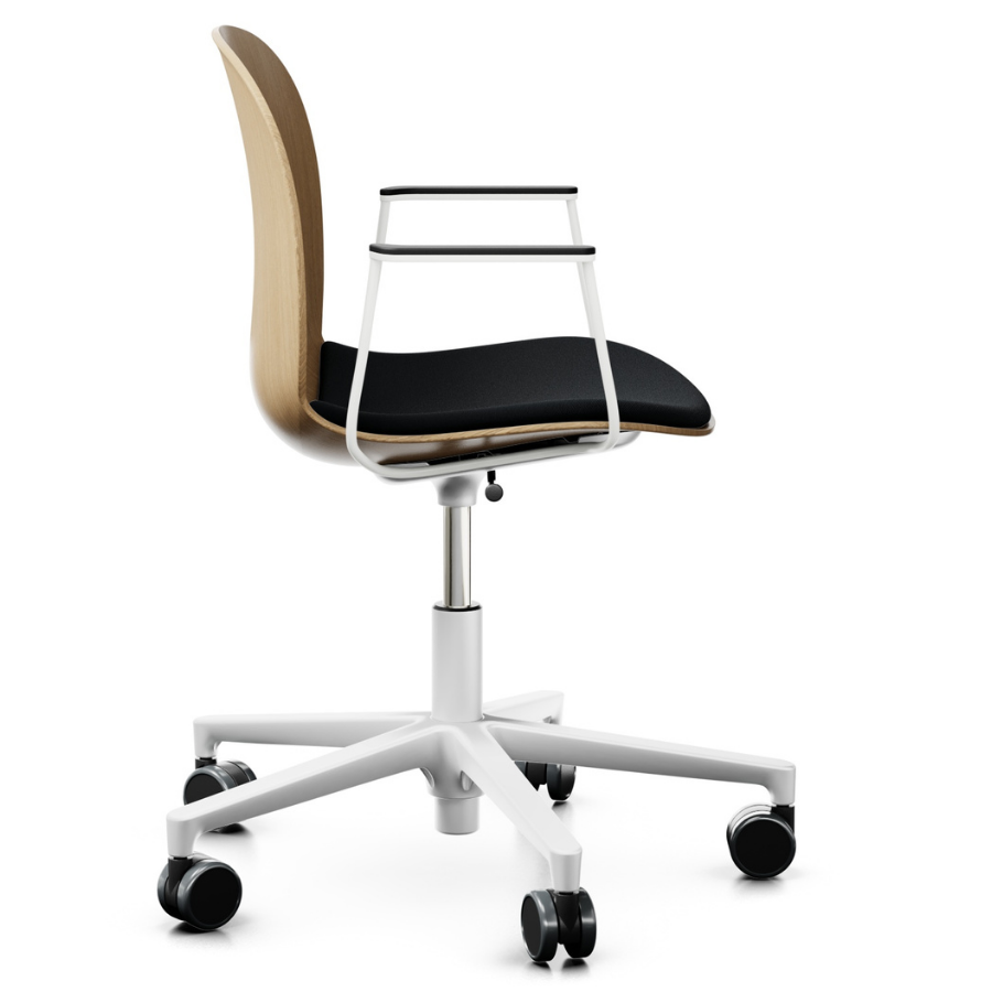 Profim Noor (6075S) Schale Eiche klar mit Sitzpolster mit Armlehnen weiß - Seitenansicht